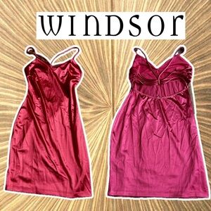 Windsor Open Back Satin Dress - Red